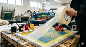 screen print application tape in printing environment